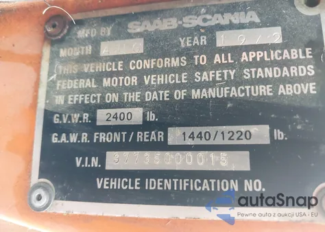 1973 Saab Sonett z USA, uszkodzony, nr VIN 97735000015